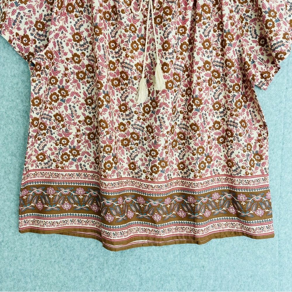 Faherty Womens Top Small Florence Earth Block Floral Boho Organic Cotton NWT - Picture 5 of 15